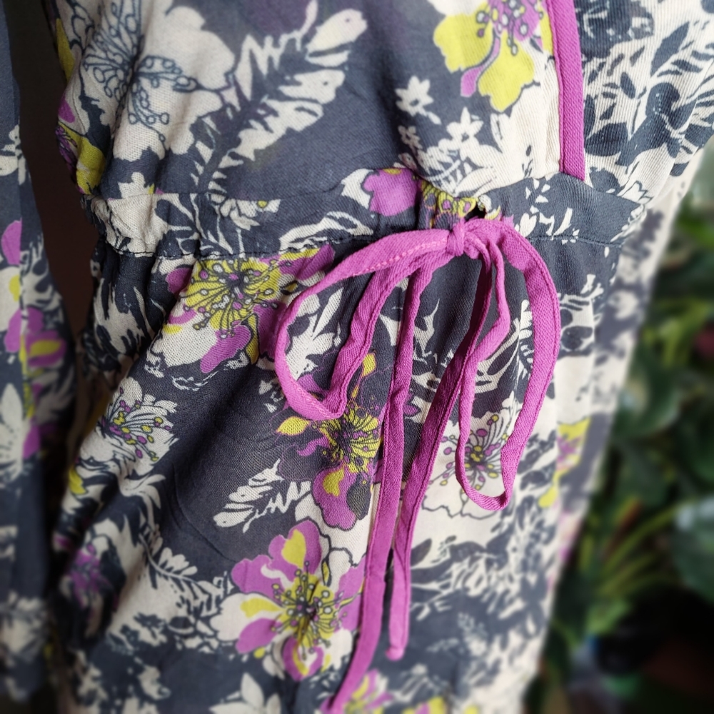 Sweat Pea Mesh Long Sleeve Drawstring Tie Waist Fairycore Y2k Floral Mesh Small - Picture 15 of 15
